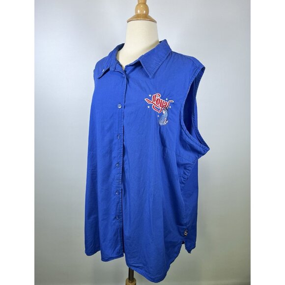 Disney Plus Vintage Blue Eeyore Embroidered Loyal Stars Button Up Tank 3X Summer - Picture 1 of 8